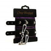 Черно-фиолетовые скругленные наручники с мягкой подкладкой - Crazy Handmade - купить с доставкой в Шахтах
