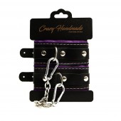 Черно-фиолетовые скругленные наручники с мягкой подкладкой - Crazy Handmade - купить с доставкой в Шахтах