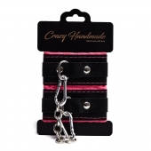 Черно-розовые скругленные наручники с мягкой подкладкой - Crazy Handmade - купить с доставкой в Шахтах