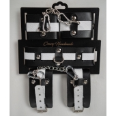 Набор фиксаторов из черной и белой натуральной кожи - Crazy Handmade - купить с доставкой в Шахтах