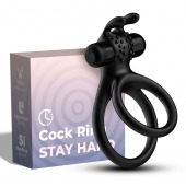 Черное эрекционное виброкольцо с подхватом мошонки Stay Hard - Boys of Toys - в Шахтах купить с доставкой