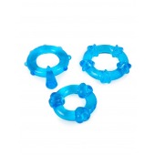 Набор из 3 синих эрекционных колец с различным рельефом - Erowoman-Eroman - в Шахтах купить с доставкой