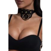 Черный чокер с клепками и золотистой фурнитурой - Crazy Handmade - купить с доставкой в Шахтах