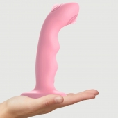 Розовая насадка-стимулятор Strap-On-Me Tapping Dildo Wave - Strap-on-me - купить с доставкой в Шахтах