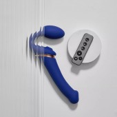 Синий безремневой страпон Multi Orgasm Bendable Strap-On size XL с клиторальной стимуляцией - Strap-on-me - купить с доставкой в Шахтах