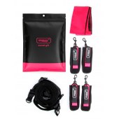 Черно-розовый эротический набор: фиксатор, оковы, наручники, повязка - Erokay - купить с доставкой в Шахтах