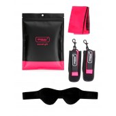 Черно-розовый эротический набор: маска, наручники и повязка - Erokay - купить с доставкой в Шахтах