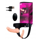 Женский страпон с 2 насадками, вибрацией и пультом ДУ - Erowoman-Eroman - купить с доставкой в Шахтах