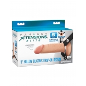 Телесный пустотелый фаллопротез 5’’ Hollow Silicone Strap-On - 14 см. - Pipedream - купить с доставкой в Шахтах