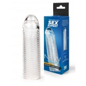 Прозрачная закрытая насадка на пенис с ребрышками - 16 см. - Sex Expert - в Шахтах купить с доставкой