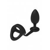 Черное эрекционное кольцо с анальной пробкой Cockstrap With Anal Plug - Dream Toys - в Шахтах купить с доставкой