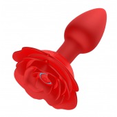 Красный анальный вибростимулятор в форме розы - Secwell