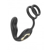 Черная анальная пробка с вращением и эрекционными кольцами - Ibiza - в Шахтах купить с доставкой