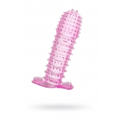 Гелевая розовая насадка с шипами - 12 см. - Toyfa Basic - в Шахтах купить с доставкой