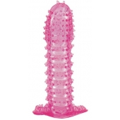 Гелевая розовая насадка с шипами - 12 см. - Toyfa Basic - в Шахтах купить с доставкой