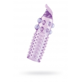 Гелевая фиолетовая насадка с шариками, шипами и усиком - 11 см. - Toyfa Basic - в Шахтах купить с доставкой