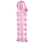 Гелевая розовая насадка на фаллос с шипами - 12 см. - Toyfa Basic - в Шахтах купить с доставкой