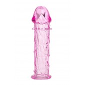 Гладкая розовая насадка с усиками под головкой - 12,5 см. - Toyfa Basic - в Шахтах купить с доставкой