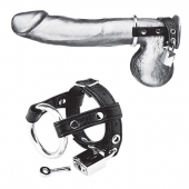 Утяжка на пенис на замочке Duo Cock And Ball Lock - BlueLine - купить с доставкой в Шахтах