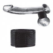 Чёрная утяжка на мошонку 1  Velcro Ball Stretcher - BlueLine - купить с доставкой в Шахтах