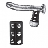 Чёрная утяжка на кнопках 100% PVC STRAP WITH METAL SNAP - BlueLine - купить с доставкой в Шахтах