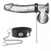 Утяжка на пенис с поводком Snap Cock Ring With 12  Leash - BlueLine - купить с доставкой в Шахтах