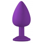 Большая фиолетовая анальная пробка Emotions Cutie Large с голубым кристаллом - 10 см. - Lola Games - купить с доставкой в Шахтах