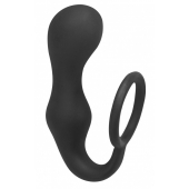 Чёрное эрекционное кольцо с анальной пробкой Double Pleasure Anal Plug - Lola Games - в Шахтах купить с доставкой