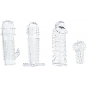 Набор из 4 насадок на член Pleasured Penis Enhancement Sleeve 4 Pack - XR Brands - в Шахтах купить с доставкой
