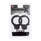 Чёрные наручники из листового металла в комплекте с веревкой BONDX METAL CUFFS LOVE ROPE SET - Dream Toys - купить с доставкой в Шахтах