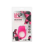 Розовое эрекционное кольцо с щеточкой LIT-UP SILICONE STIMU RING 5 - Dream Toys - в Шахтах купить с доставкой