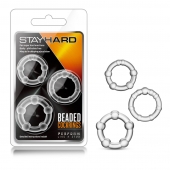 Набор из 3 прозрачных эрекционных колец Stay Hard Beaded Cockrings - Blush Novelties - в Шахтах купить с доставкой