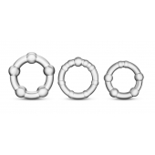 Набор из 3 прозрачных эрекционных колец Stay Hard Beaded Cockrings - Blush Novelties - в Шахтах купить с доставкой