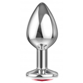 Большая серебристая анальная пробка Diamond Red Sparkle Large с красным кристаллом - 8 см. - Lola Games - купить с доставкой в Шахтах