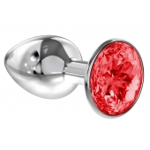 Малая серебристая анальная пробка Diamond Red Sparkle Small с красным кристаллом - 7 см. - Lola Games - купить с доставкой в Шахтах