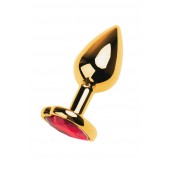 Золотистая анальная пробка с кристаллом-сердцем - 7,5 см. - ToyFa - купить с доставкой в Шахтах