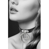 Черный чокер с двумя кольцами - Bijoux Pour Toi - купить с доставкой в Шахтах