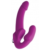 Ярко-розовый безремневой вибрострапон Evoke Vibrating Strapless Silicone Strap-on Dildo - XR Brands - купить с доставкой в Шахтах