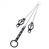 Черно-серебристые зажимы для сосков с кольцом для пениса TOYFA Metal - ToyFa - купить с доставкой в Шахтах