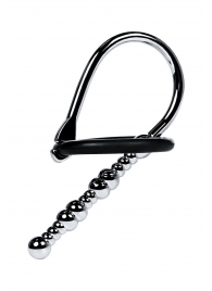 Серебристый уретральный плаг-бусины TOYFA Metal с мягким фиксириющим кольцом - ToyFa - купить с доставкой в Шахтах