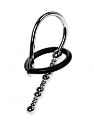 Серебристый уретральный плаг-бусины TOYFA Metal с мягким фиксириющим кольцом - ToyFa - купить с доставкой в Шахтах