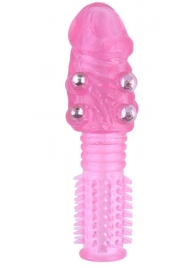 Стимулирующая розовая насадка с шишечками и шипами - 13,5 см. - Toyfa Basic - в Шахтах купить с доставкой