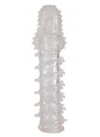 Прозрачная, закрытая насадка с шипами и точками - 13,5 см. - Toyfa Basic - в Шахтах купить с доставкой