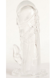 Прозрачная гелевая насадка с клиторальным отростком - 13 см. - Toyfa Basic - в Шахтах купить с доставкой