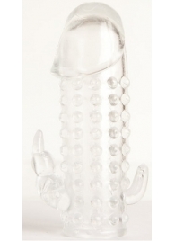 Гелевая прозрачная насадка с 2 отростками - 13 см. - Toyfa Basic - в Шахтах купить с доставкой