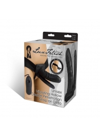 Полый страпон с двумя отростками и вибрацией Unisex Vibrating Hollow Strap-On Double Penetrating Dildo - 17,8 см. - Lux Fetish - купить с доставкой в Шахтах