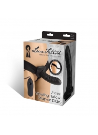 Чёрный полый страпон с вибрацией Unisex Vibrating Hollow Strap-On - 14 см. - Lux Fetish - купить с доставкой в Шахтах