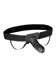 Чёрный полый страпон с вибрацией Unisex Vibrating Hollow Strap-On - 14 см. - Lux Fetish - купить с доставкой в Шахтах