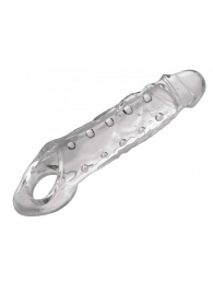 Прозразная закрытая насадка на пенис с поддержкой мошонки Clearly Ample Penis Enhancer - 22 см. - XR Brands - в Шахтах купить с доставкой