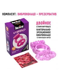 Розовое эрекционное виброкольцо Luxe VIBRO  Бархатный молот  + презерватив - Luxe - в Шахтах купить с доставкой
